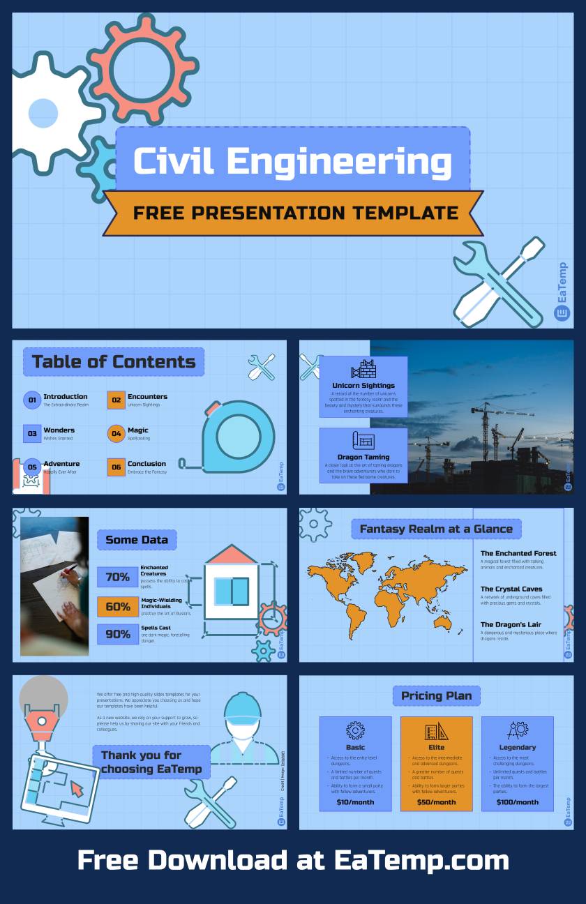 Civil Engineering PPT Presentation Template EaTemp