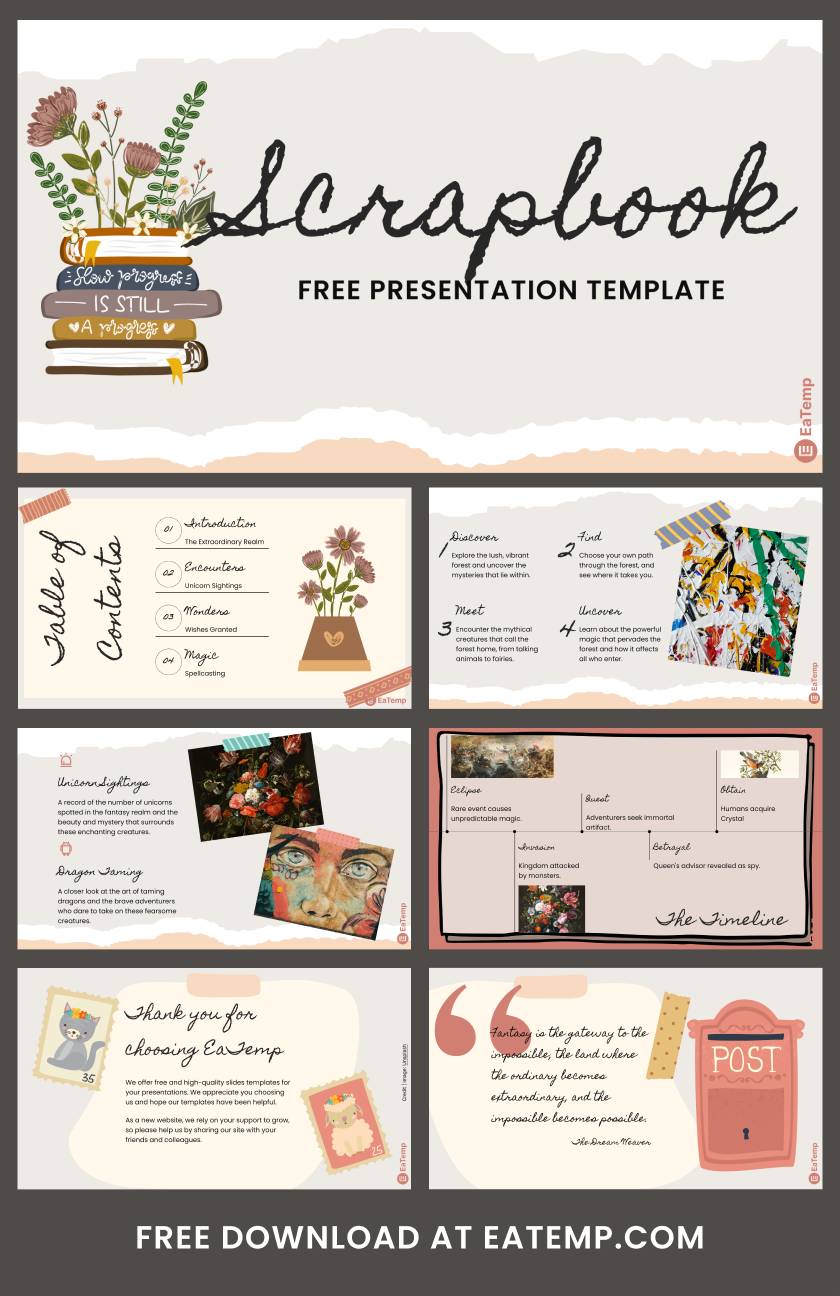 Scrapbook PPT Presentation Template & Google Slides Theme EaTemp