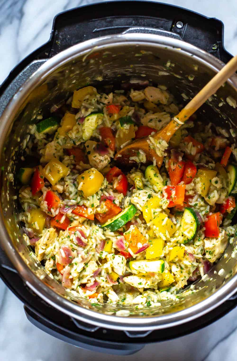 Instant Pot Greek Chicken and Rice Eating Instantly