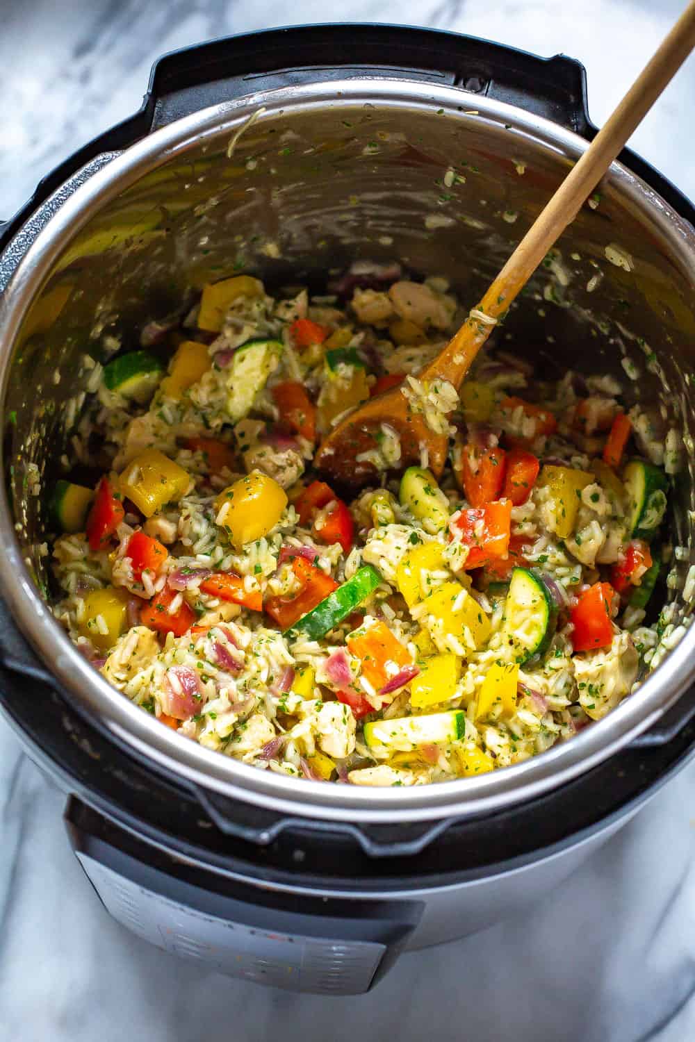 Instant Pot Greek Chicken and Rice Eating Instantly