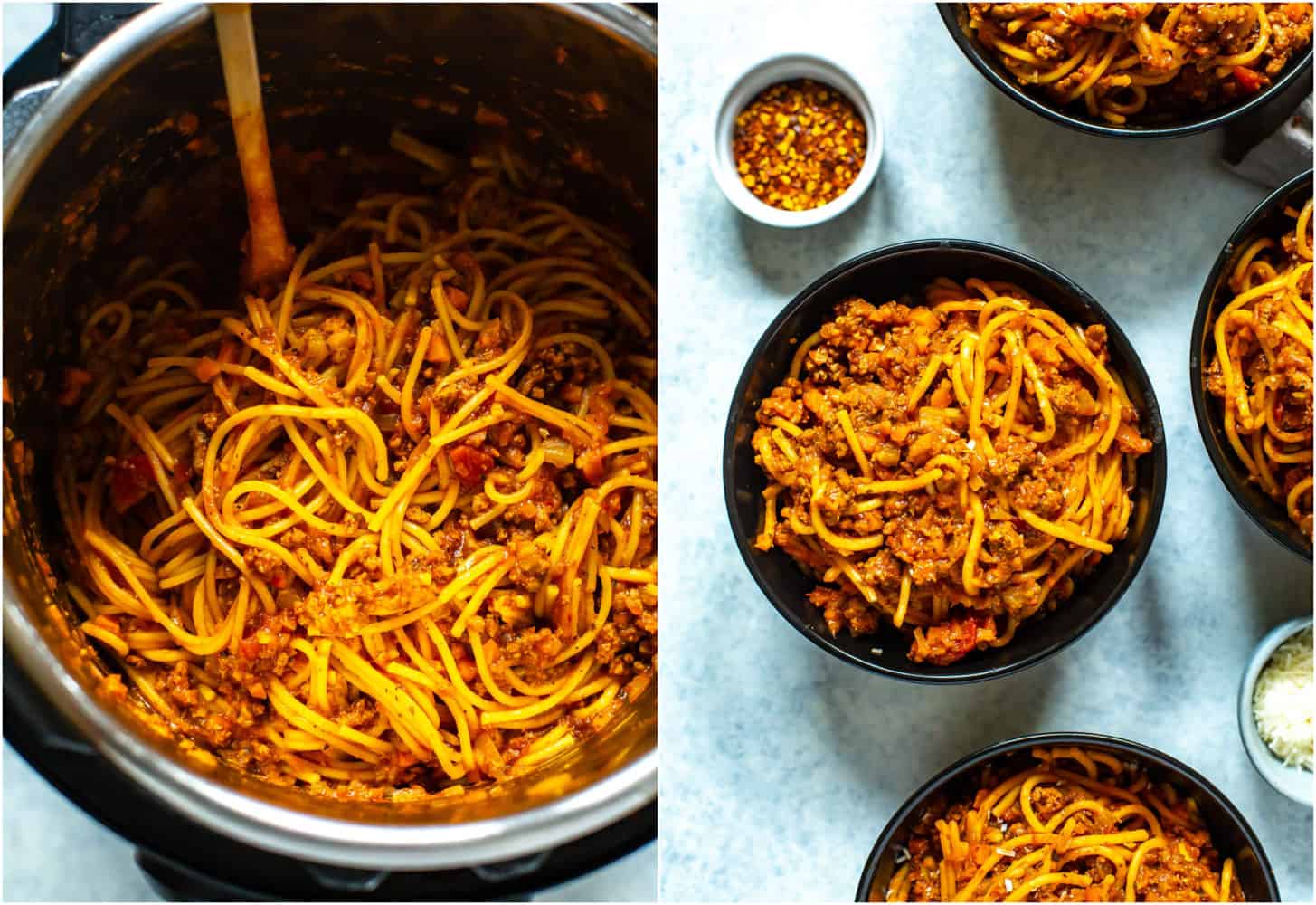 Instant Pot Spaghetti with Meat Sauce Eating Instantly