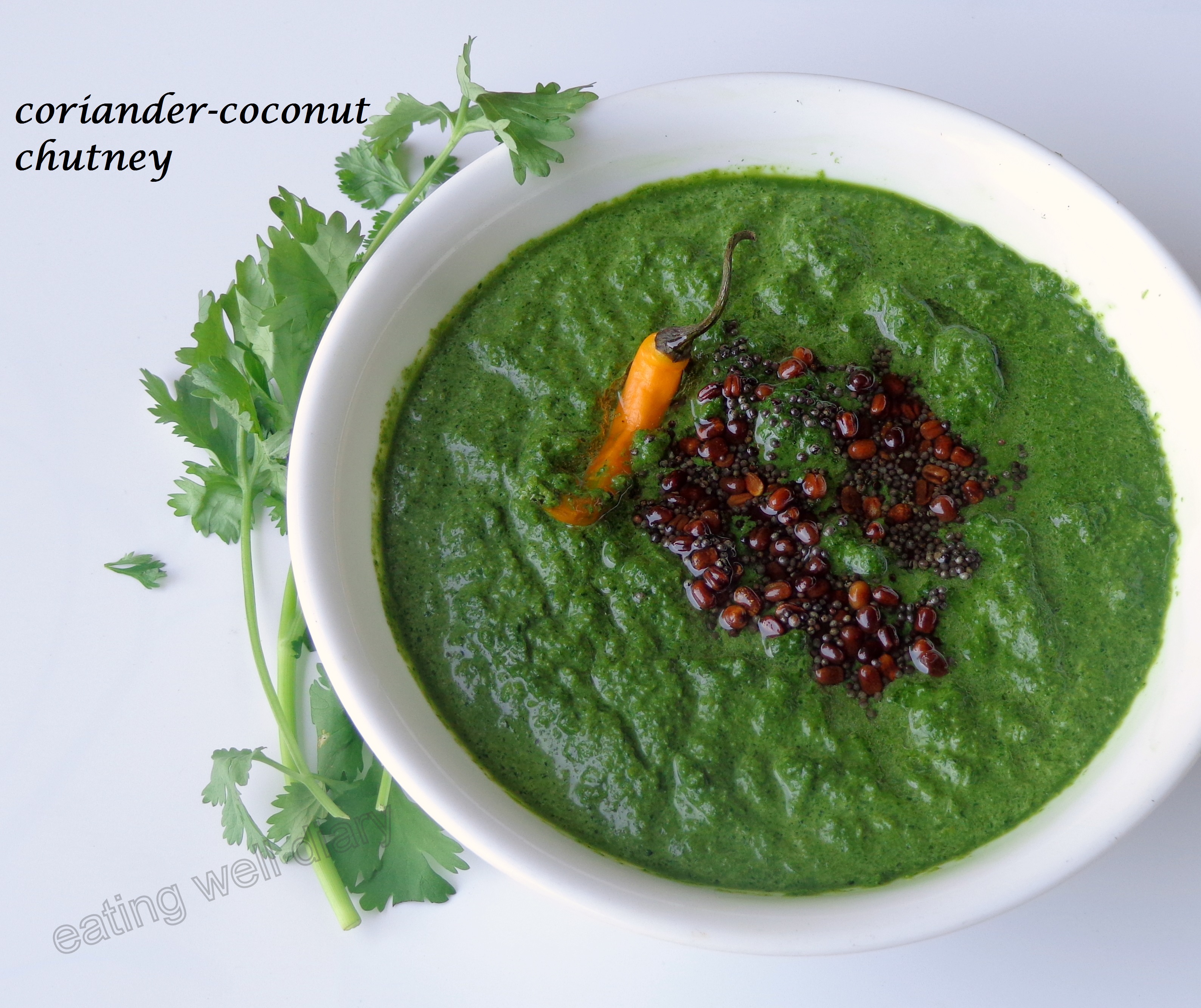 coriander coconut chutney (raw cilantro side dish) EATING WELL DIARY