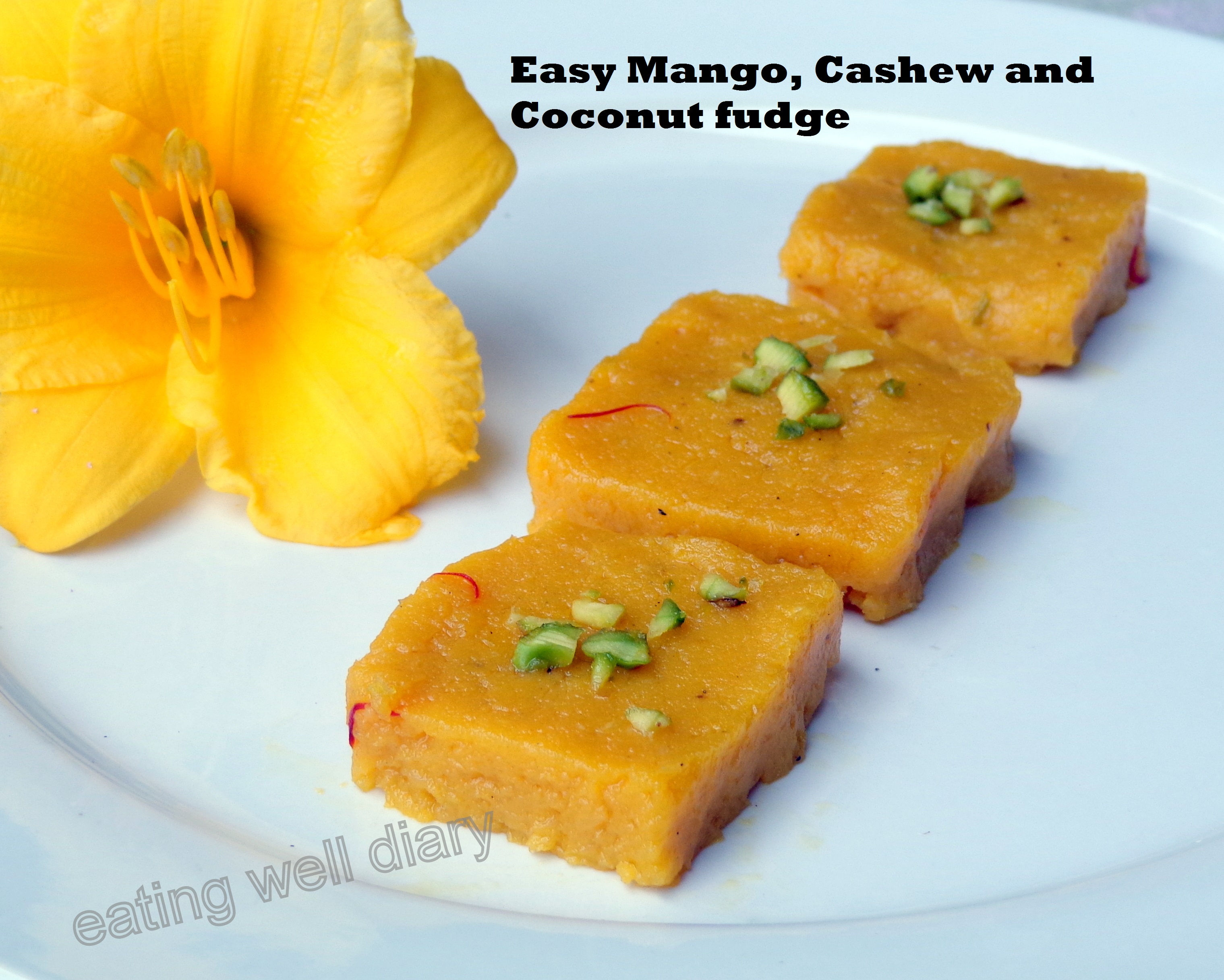 Easy Mango Cashew Coconut Halwa Fudge Gluten Free