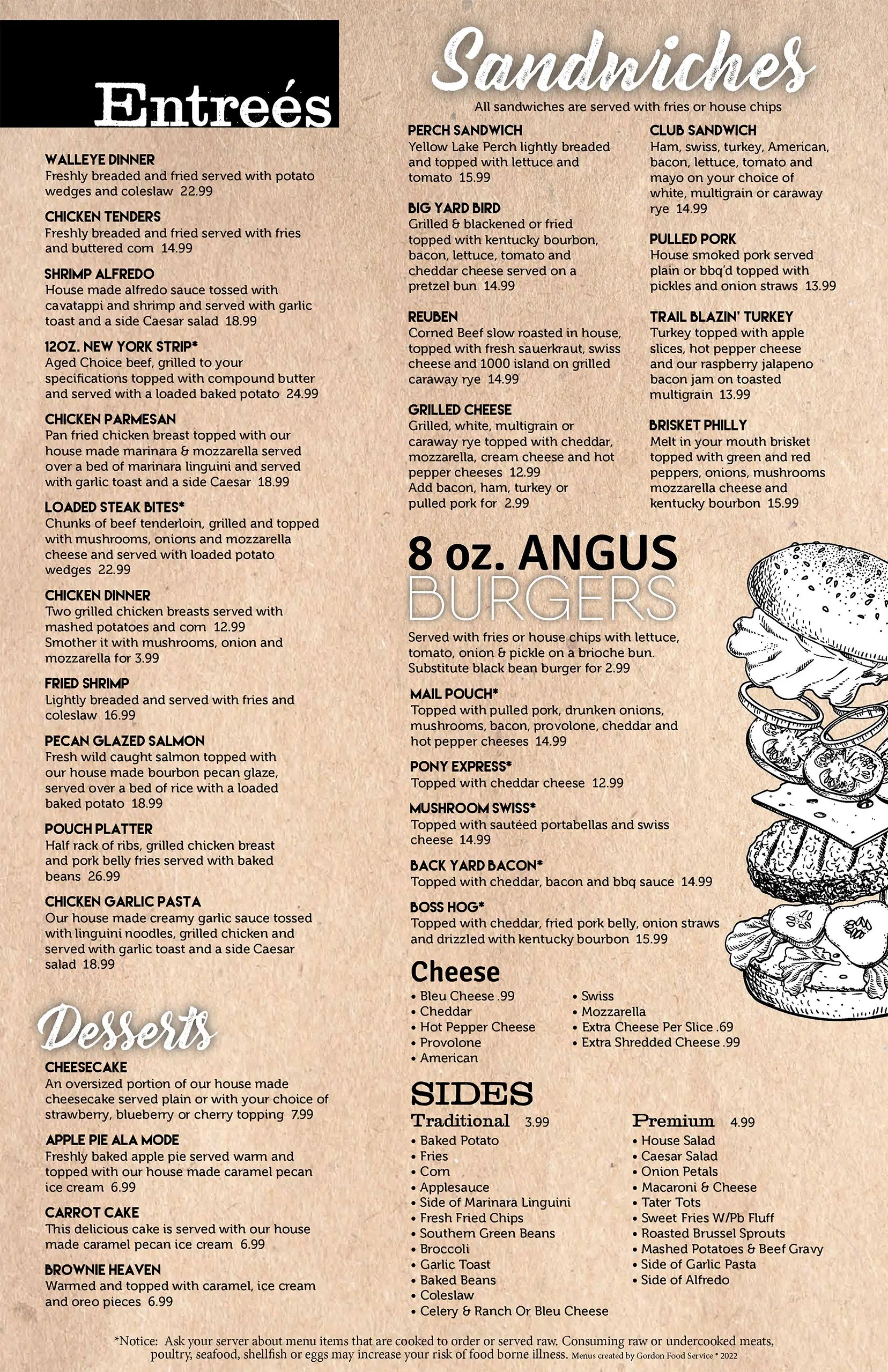 Haskins Menu Mail Pouch Saloon Restaurant & Bar Northwest Ohio