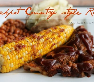 A plate of food, with Ribs