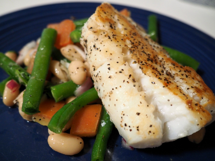 Hello Fresh Seared Cod and bean salad