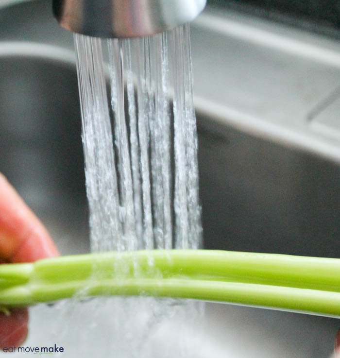 rinsing off celery