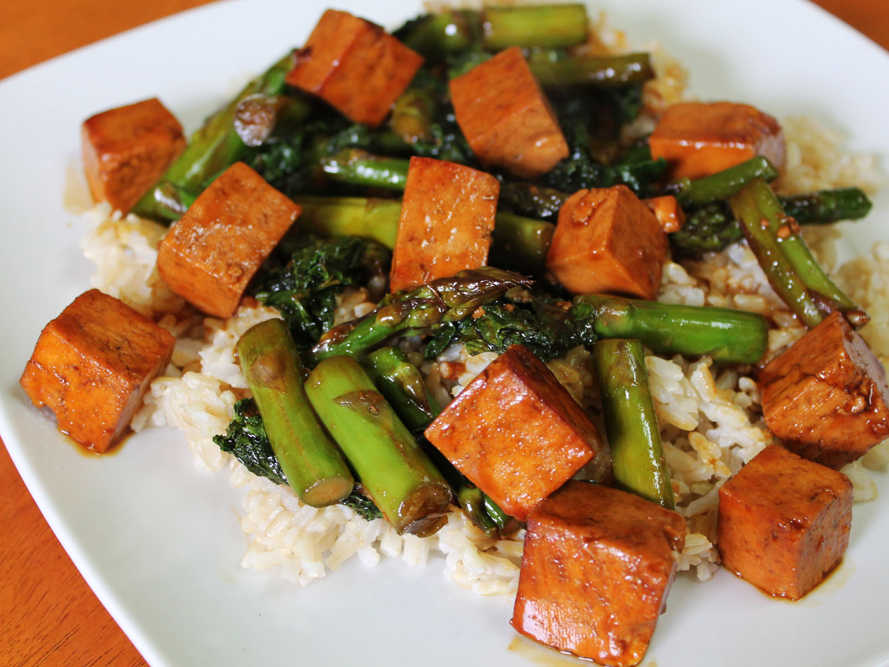 TeriyakiGlazed Asparagus Kale and Tofu StirFry Live. Learn. Love. Eat.