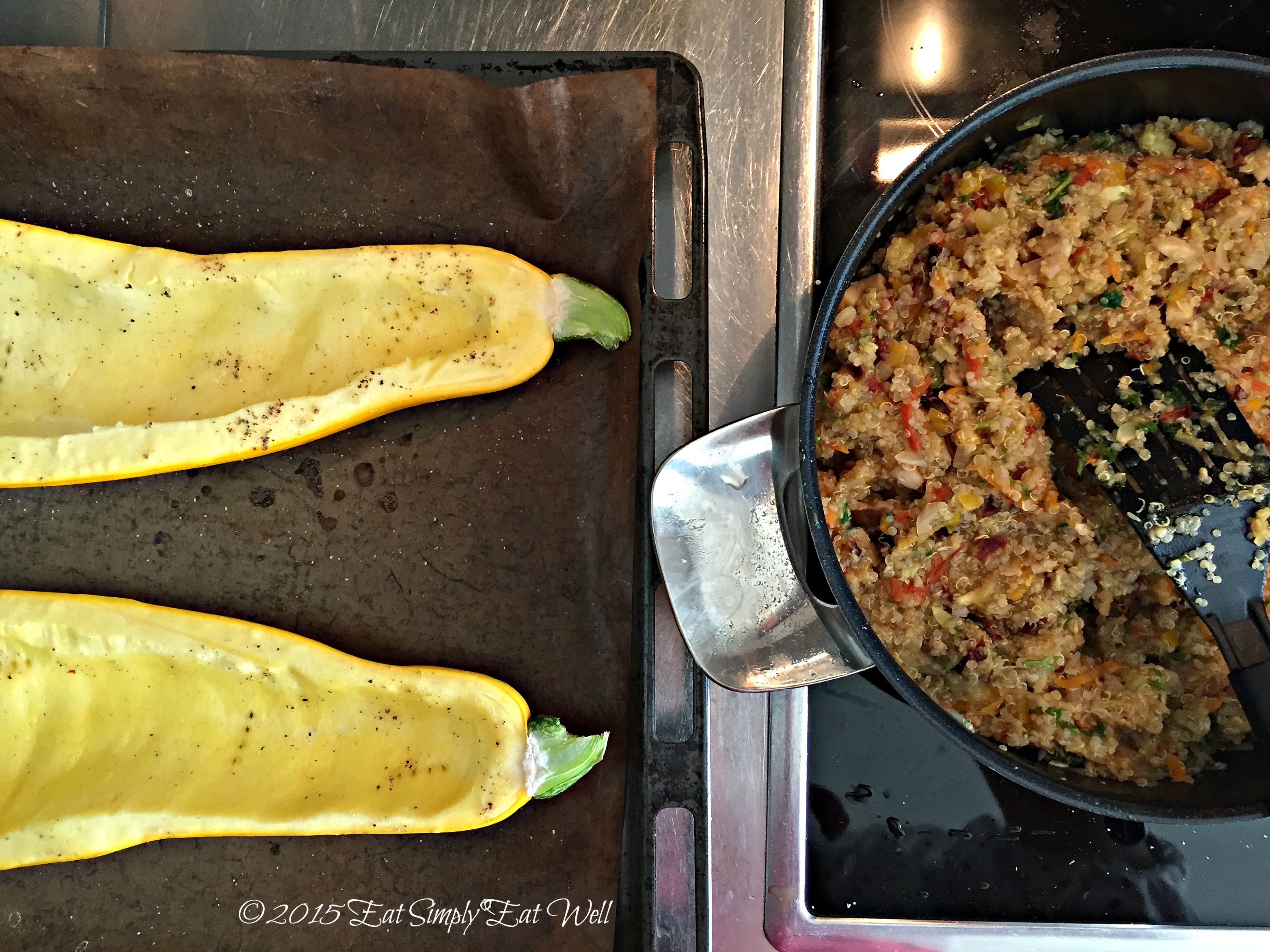 What do you do with Giant Zucchini? Stuffed Zucchini with Quinoa