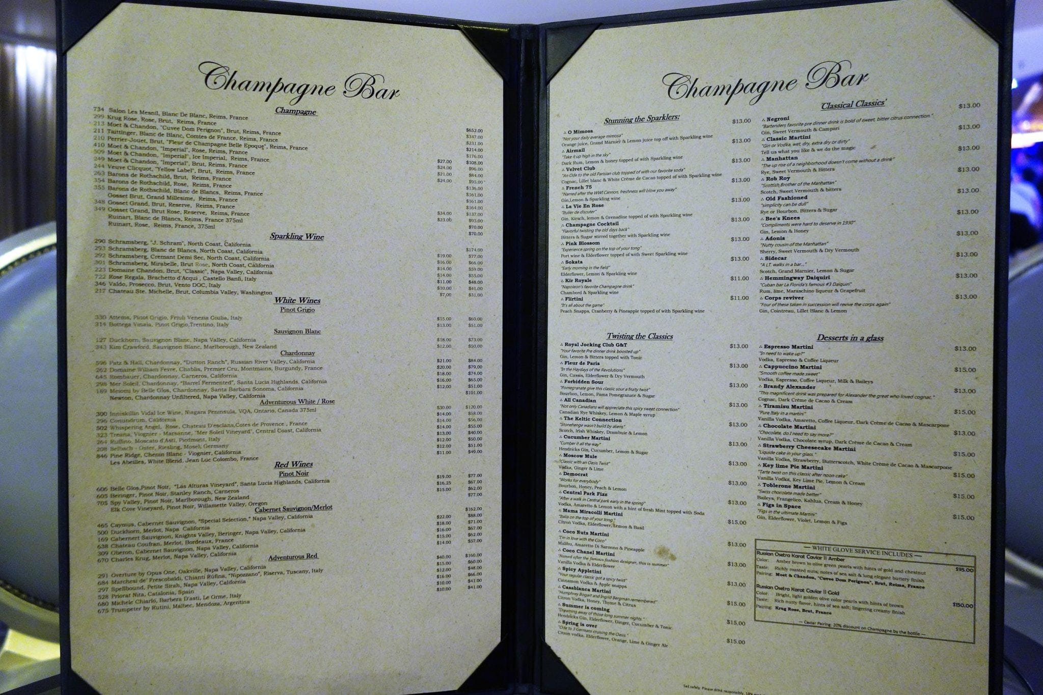 Harmony Of The Seas Vintages Menu Cruise Gallery