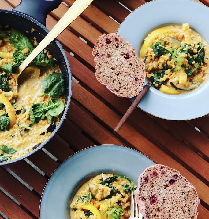 Dahl de lentilles jaunes aux légumes de juin
