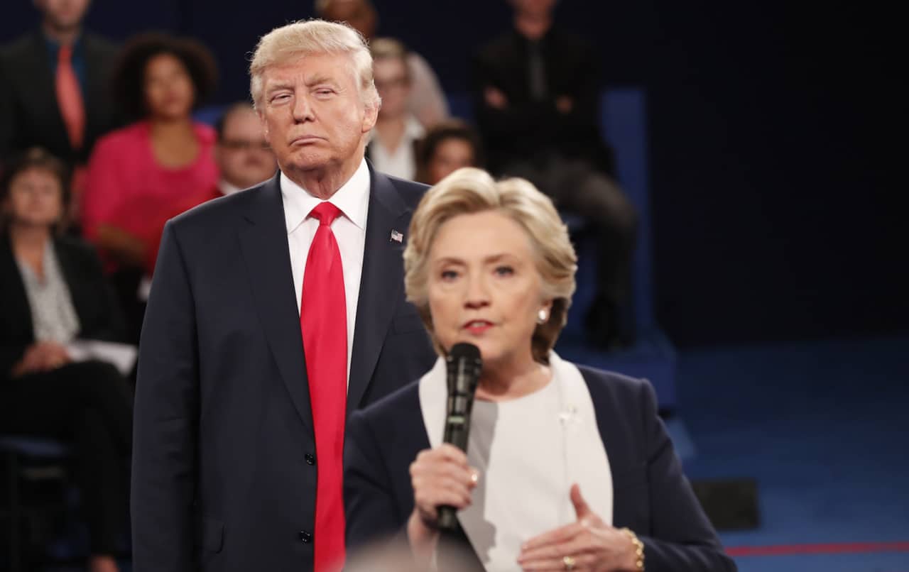 Republican U.S. presidential nominee Trump listens as Democratic