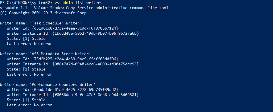 VSS Error Couldn't take snapshot. The shadow copy provider had an