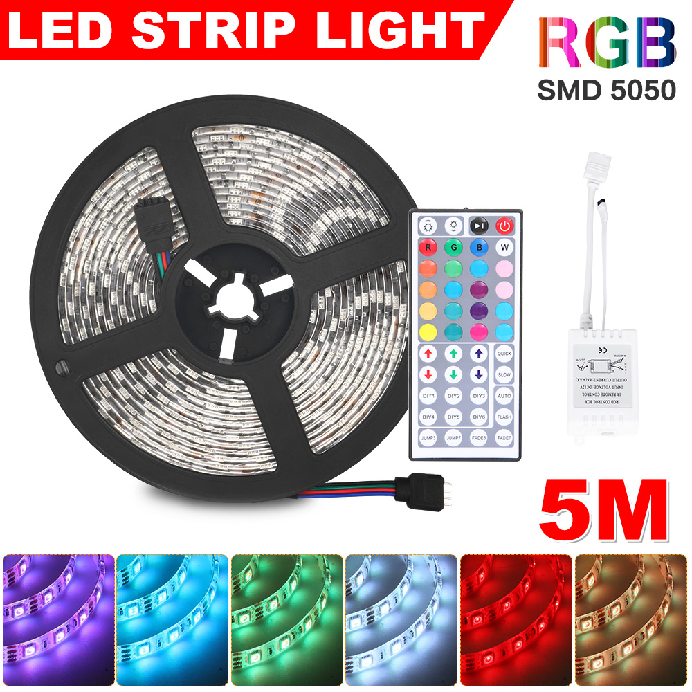 Led Strip Lights Waterproof 5050 With 44KEY Remote Connectors 12v For