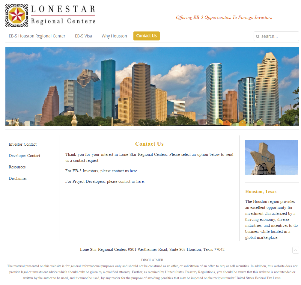 Lone Star EB5 Regional Center Regional Center