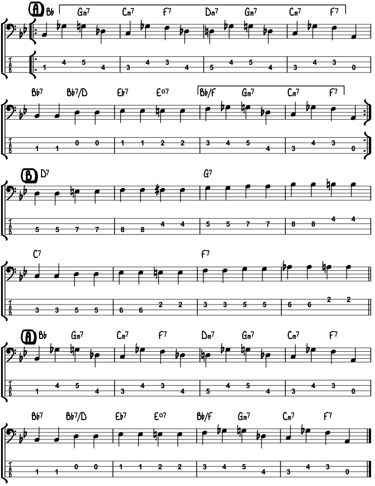 Learn Walking Bass In Less Than 10 Minutes! (I Got Rhythm) YT108