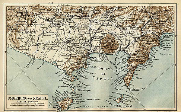 Neapel Karte Italien Hafen ü 100 Jahre alt Original Pxz Billerantik