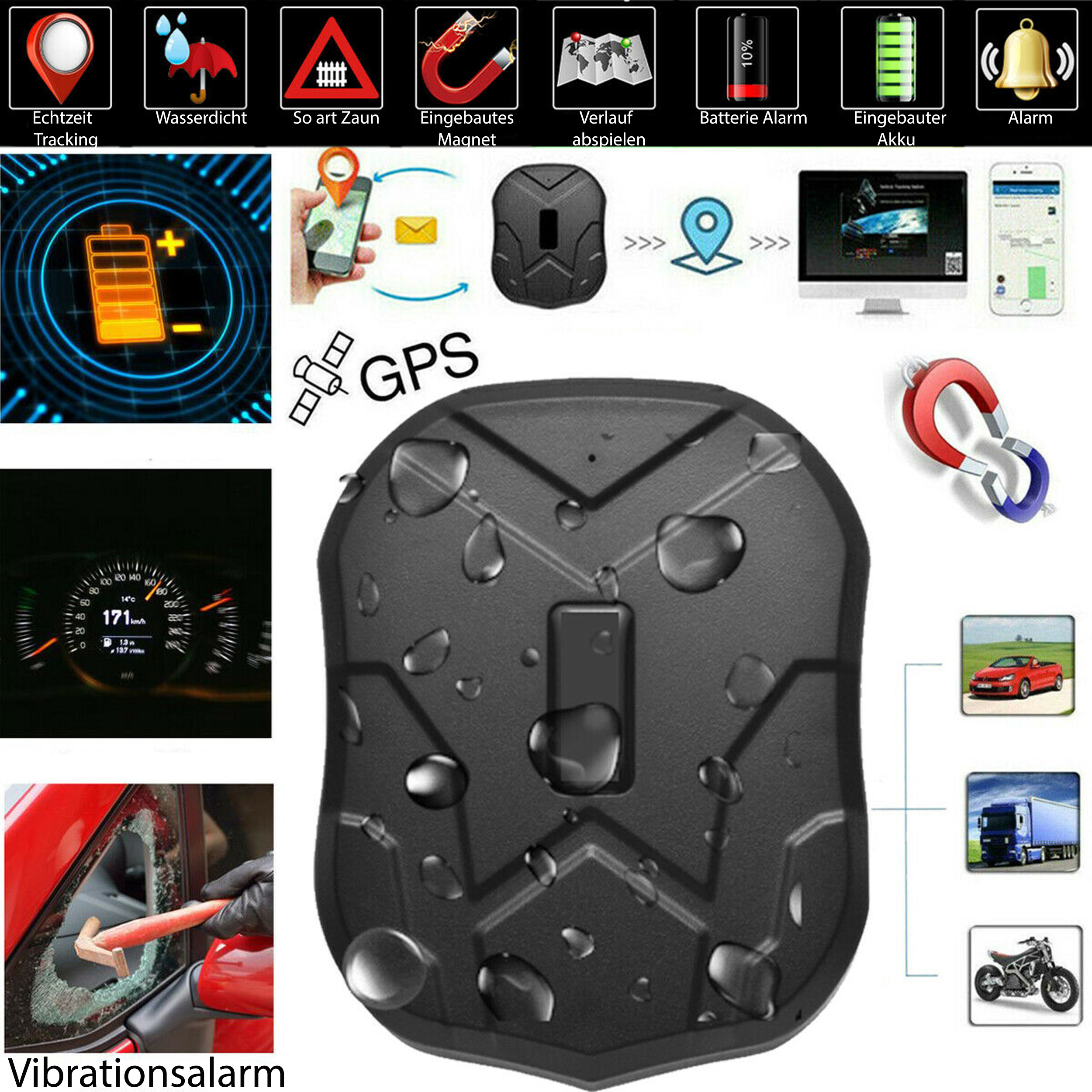 GPRS GPS Tracker TK905B Auto KFZ Diebstahlschutz Echtzeit SMS