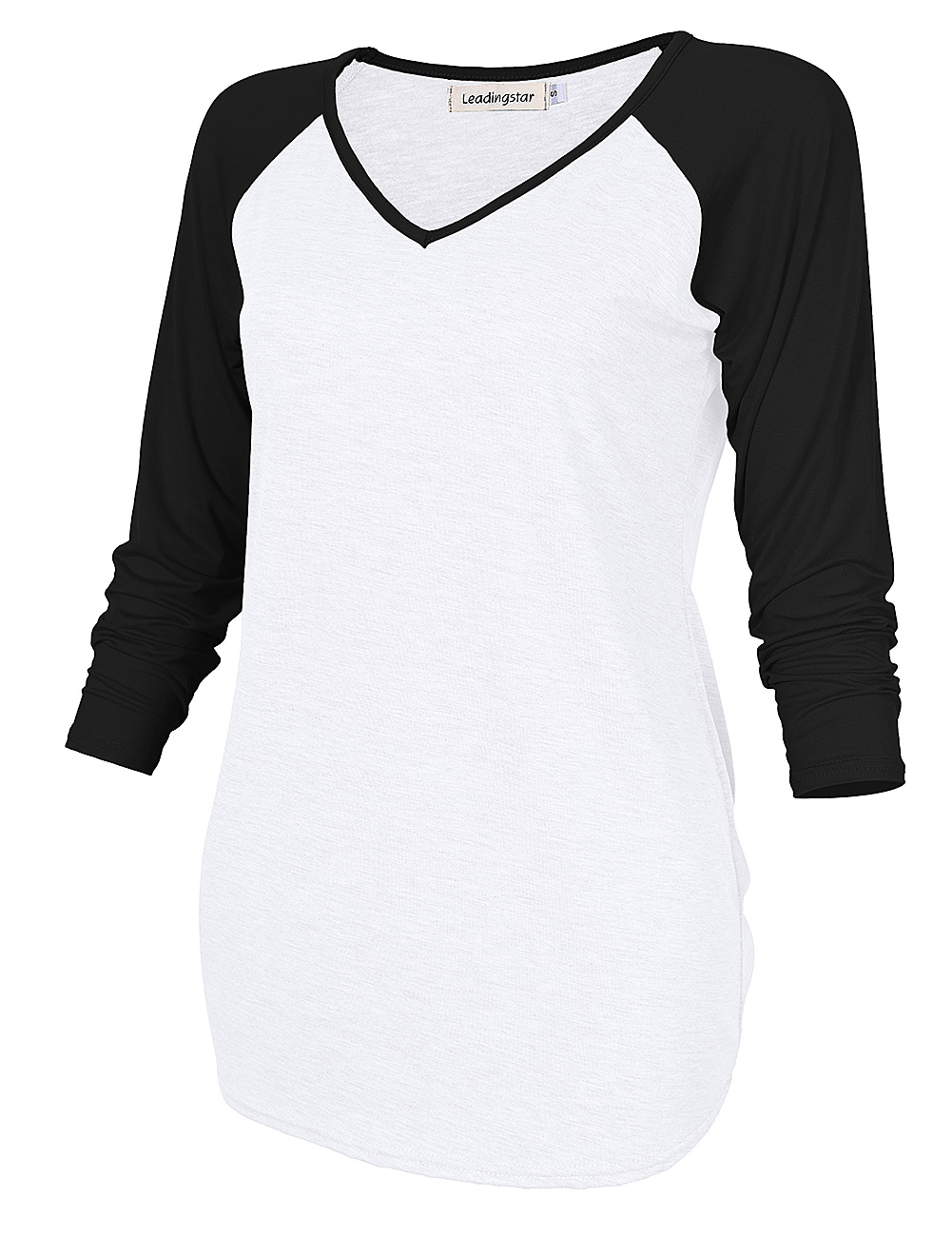 Leadingstar Womens TShirt Vneck 3/4 Sleeve Raglan Baseball Sports Tee