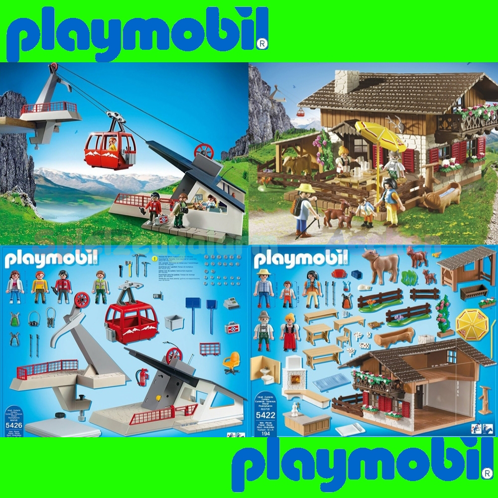 NEW PLAYMOBIL 5422 + 5426 Bavarian Mountain House Hut + Ski Alpin cable