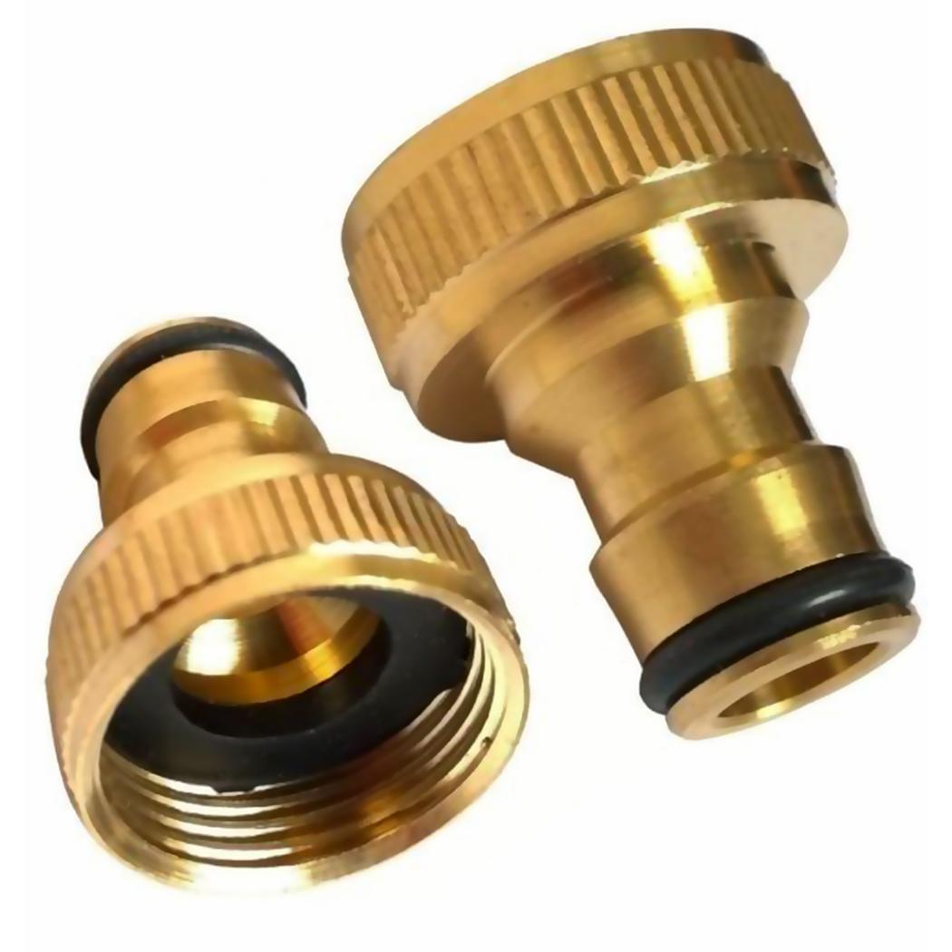 New Brass Hose Tap Connector 3/4 Inch Threaded Garden Water Pipe