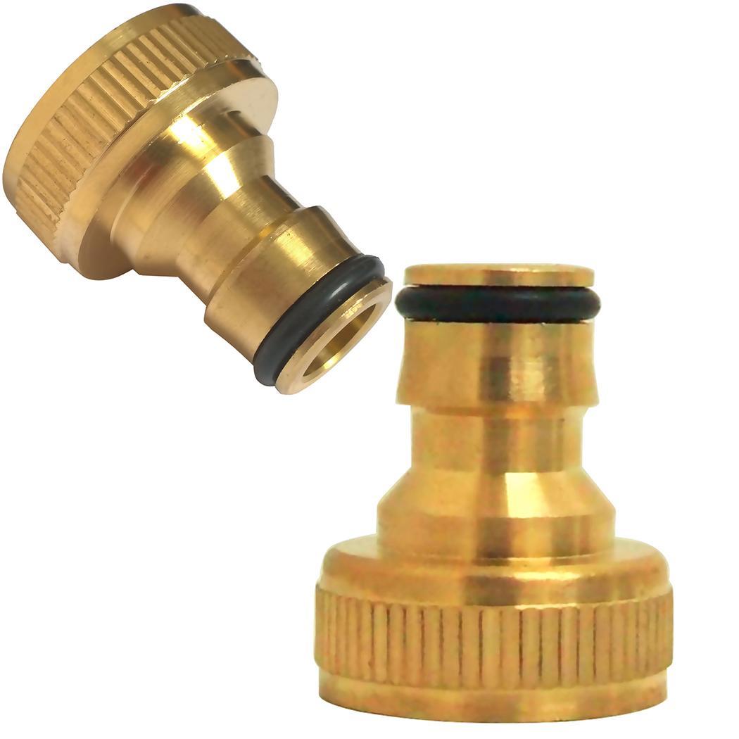 New Brass Hose Tap Connector 3/4 Inch Threaded Garden Water Pipe