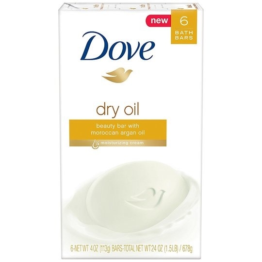Dove Dry Oil Beauty Bar, With Moroccan Argan Oil, 1/4 Moisturizing