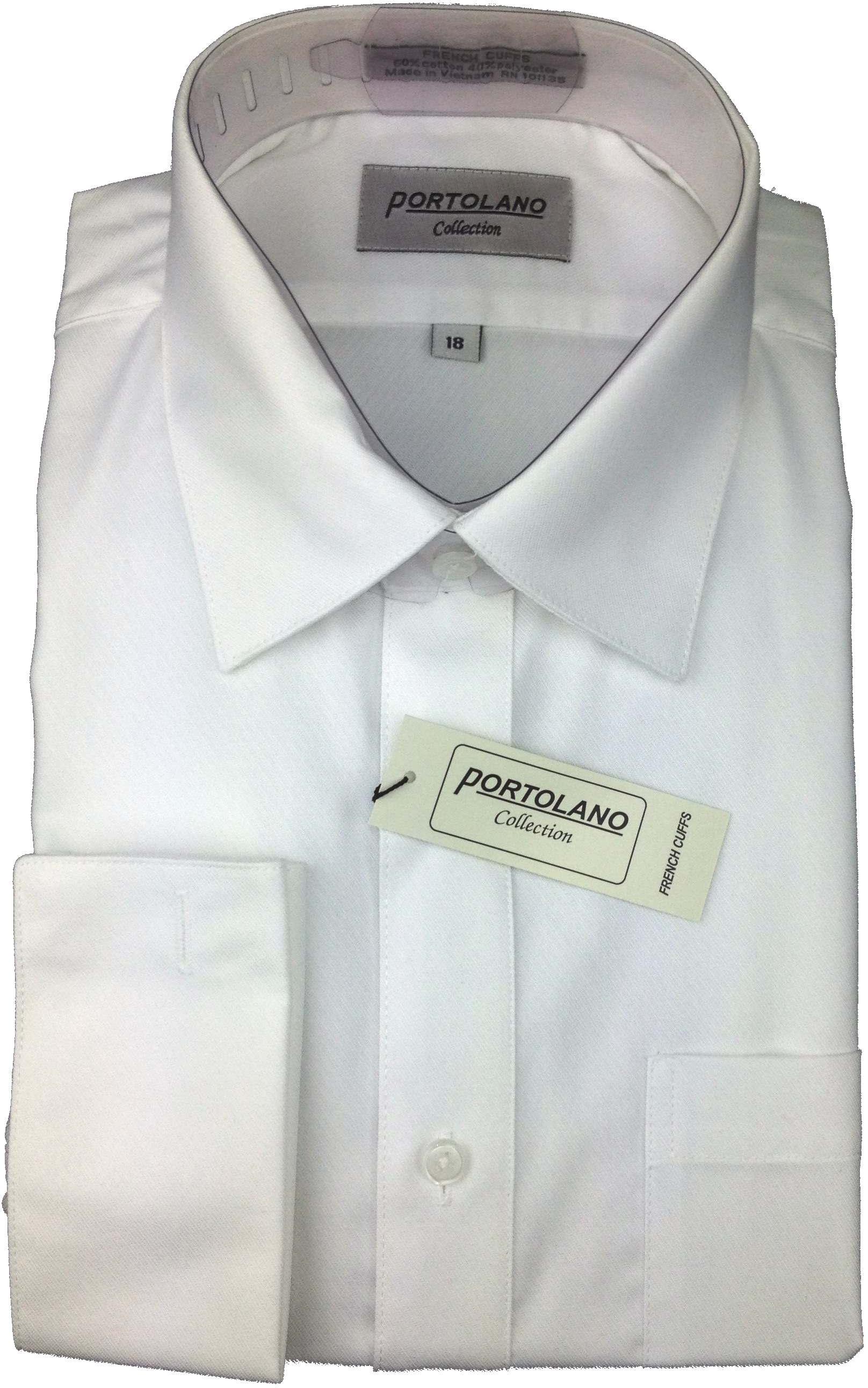 PORTOLANOBoysFrenchCuffCufflinkWhiteTexturedDressShirt2643