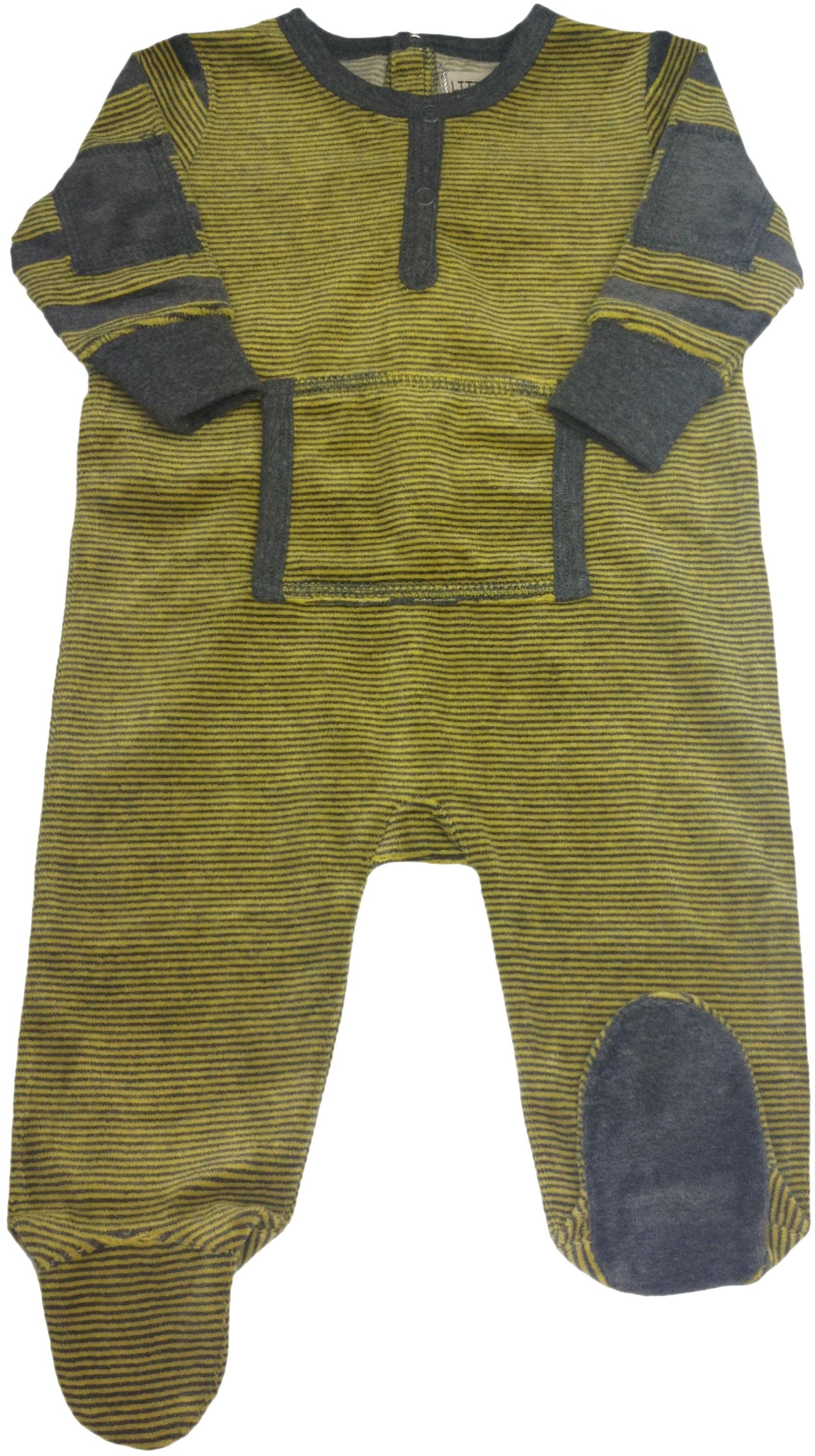 LITTLE PAW Baby Boys Mustard Velour Stretchie Pajamas CYA606B eBay