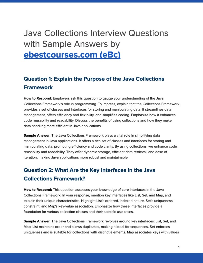 85+ Java Collections Interview Questions with Sample Answers & How to