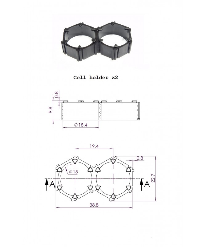 Cell holders x2 18650