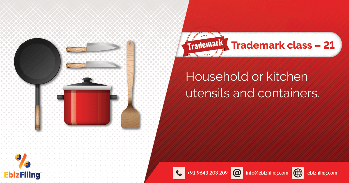 Trademark Class 21 Household or Kitchen Utensils and Containers