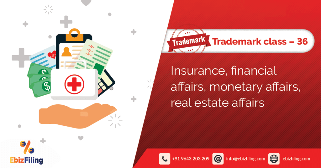 Trademark Class 36 Insurance, financial affairs, affairs