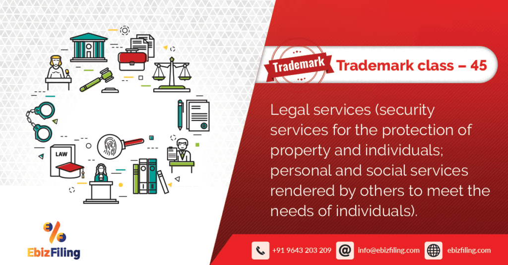 Trademark Class 45 Legal Services,Security services