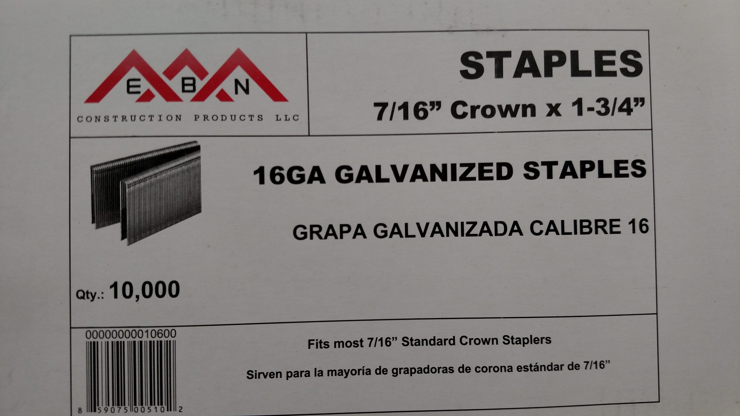 7/16 x 1 3/4 Medium Crown Staples EBN Construction Products LLC