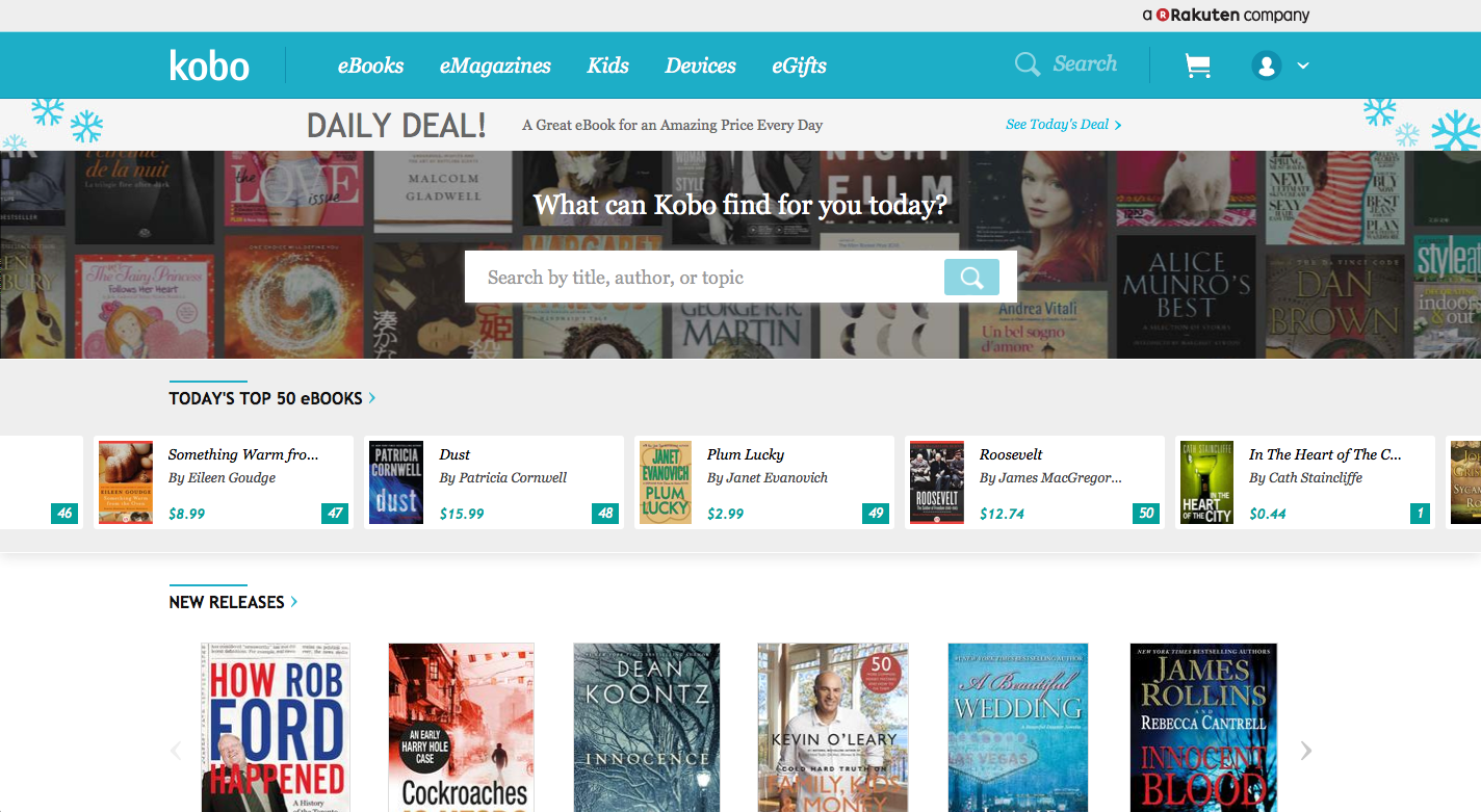 Kobo website new interface Ebook Friendly