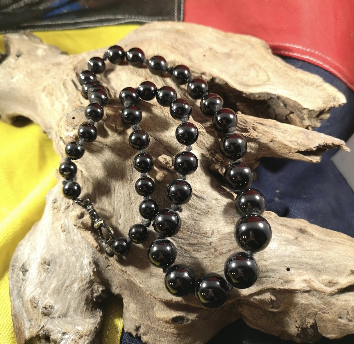 Antique 23" round Whitby Jet beads The Ebor Jetworks