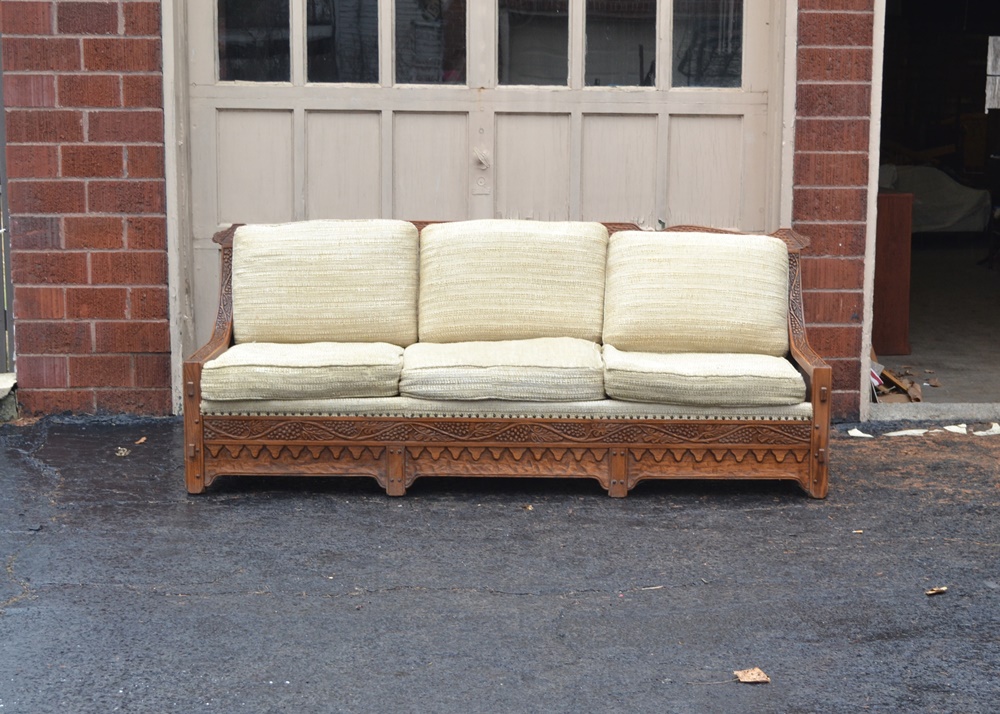 Vintage Romweber "Viking Oak" Sofa With Grapevine Design EBTH