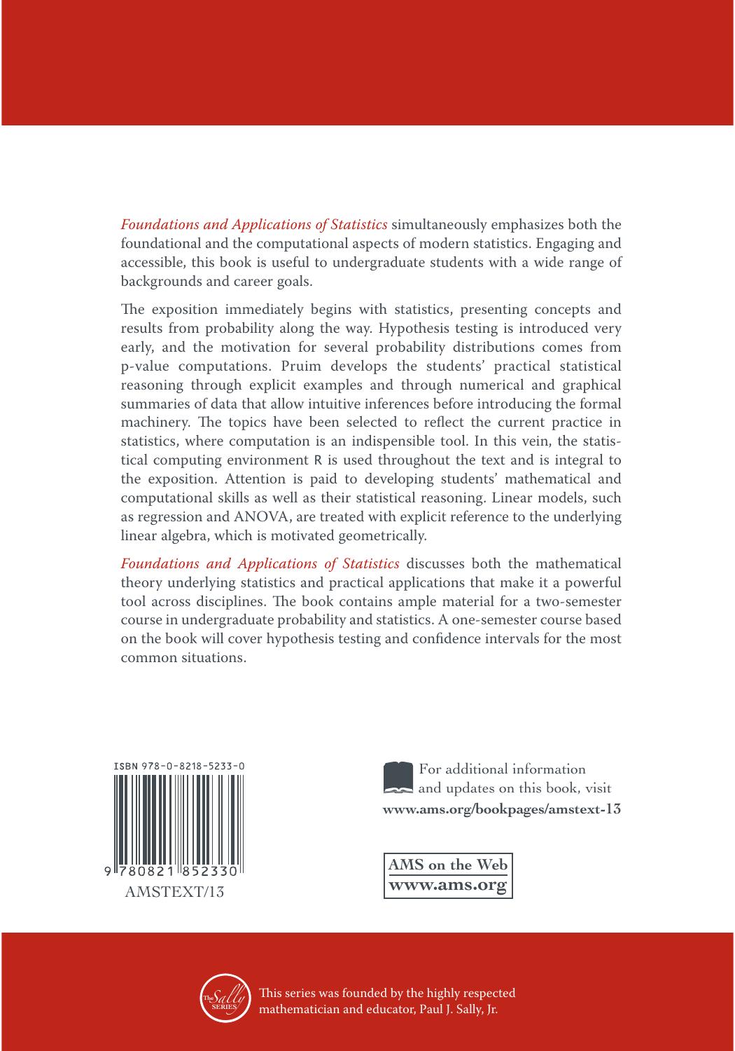 Foundations and Applications of Statistics An Introduction Using