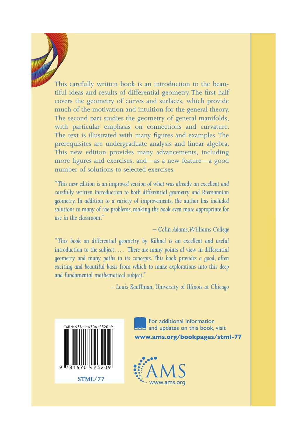 Differential Geometry Curves — Surfaces — Manifolds, Third Edition