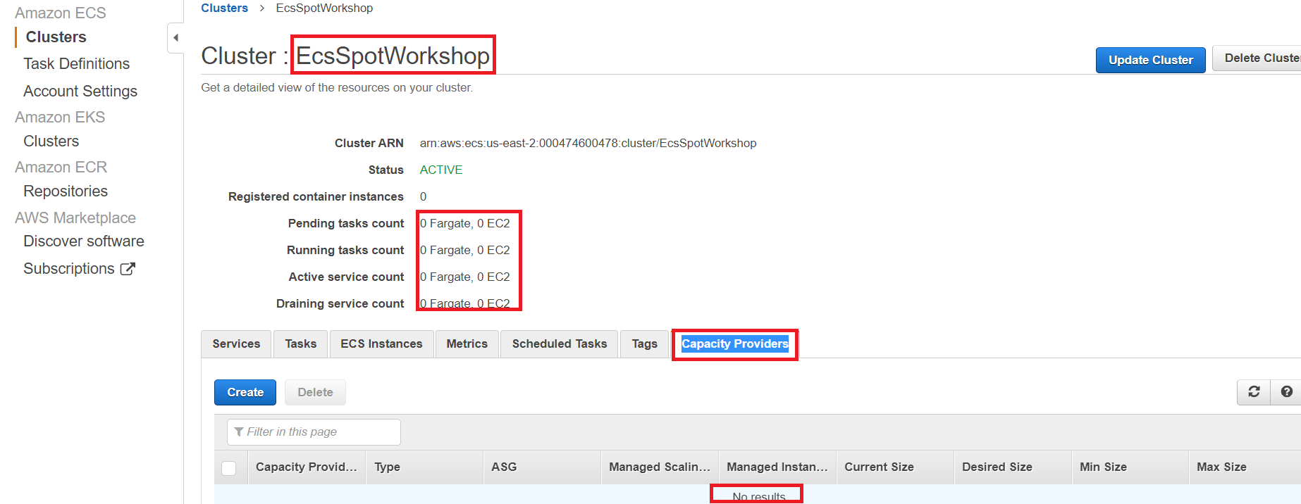 Create an ECS cluster EC2 Spot