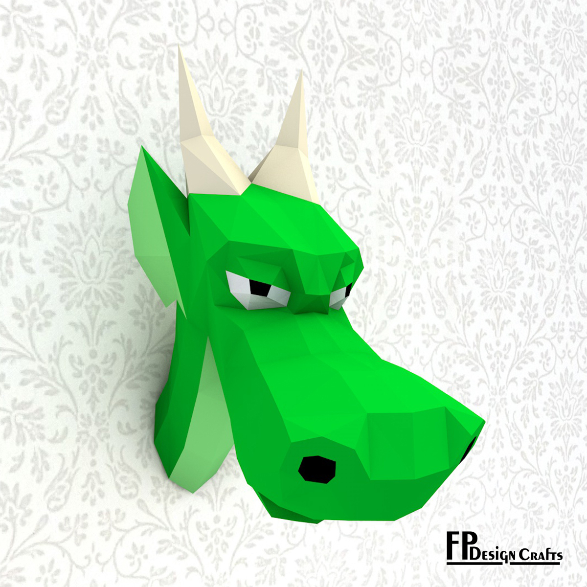 Cartoon Chinese Dragon Wall Trophy, DIY dragon Head, Low Poly dragon