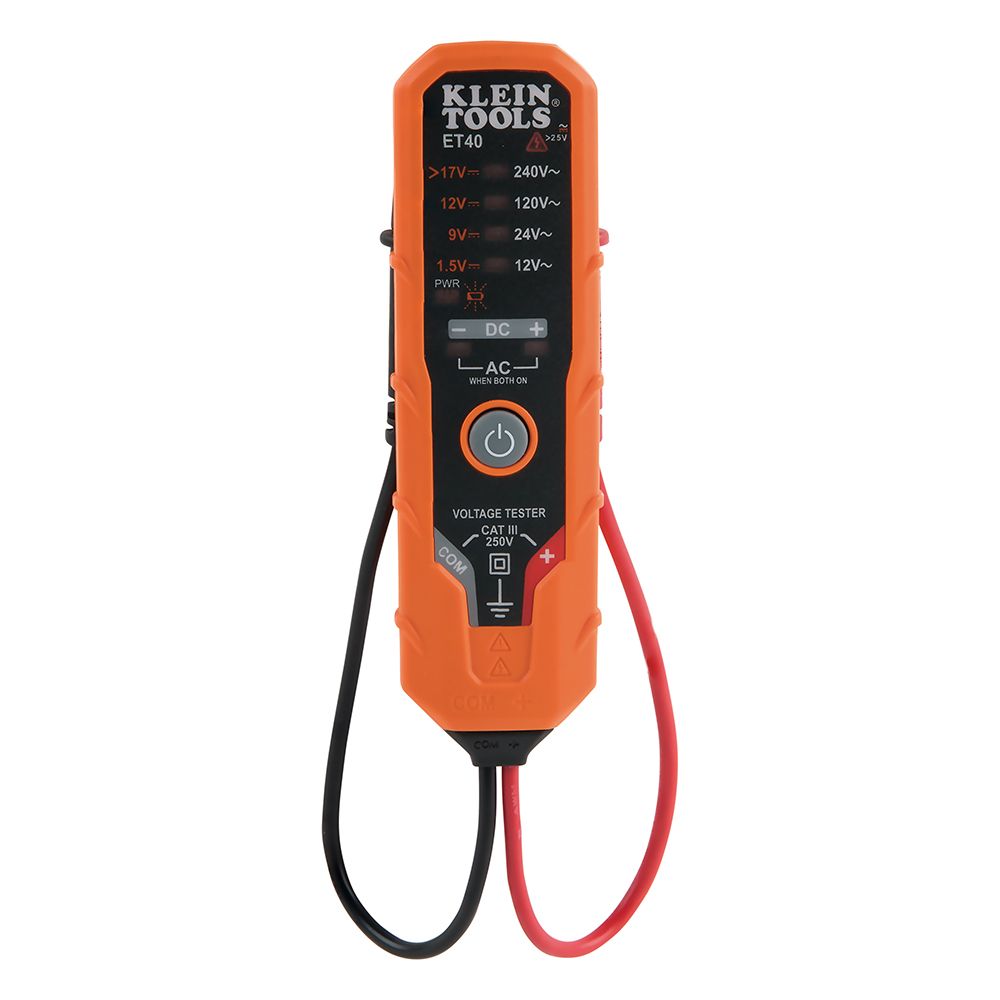 KLEIN TOOLS ET40 240V Electronic AC/DC Voltage Tester, Orange