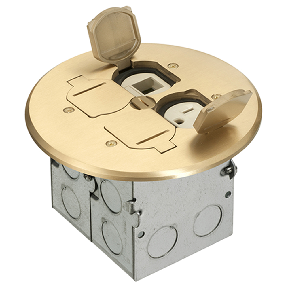 ARLINGTON INDUSTRIES Steel Floor Box Kit with 6 inch Round Brass Cover