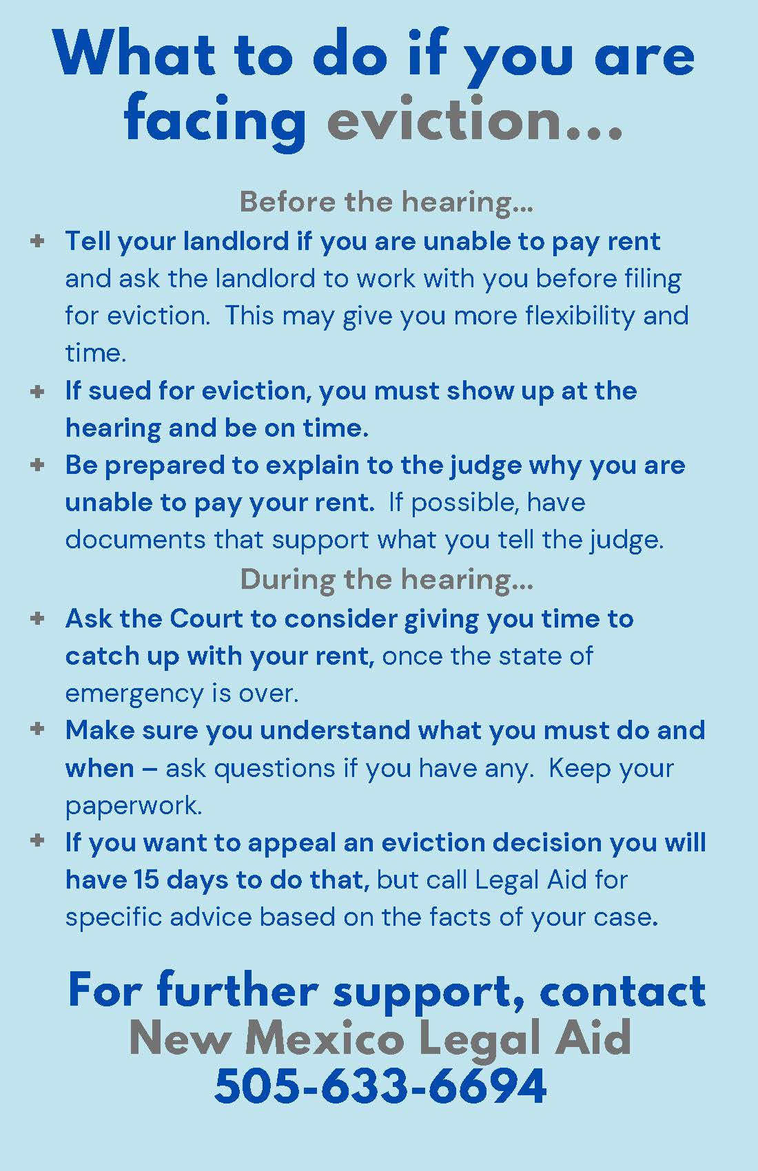 What to do if you are facing eviction Enchanted Circle Coad