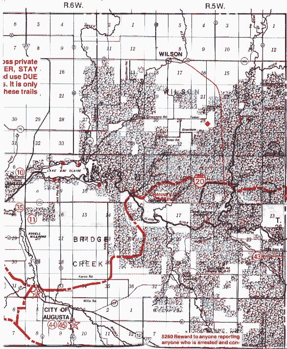 Eau Claire County, WI Snowmobile Trails Image Map