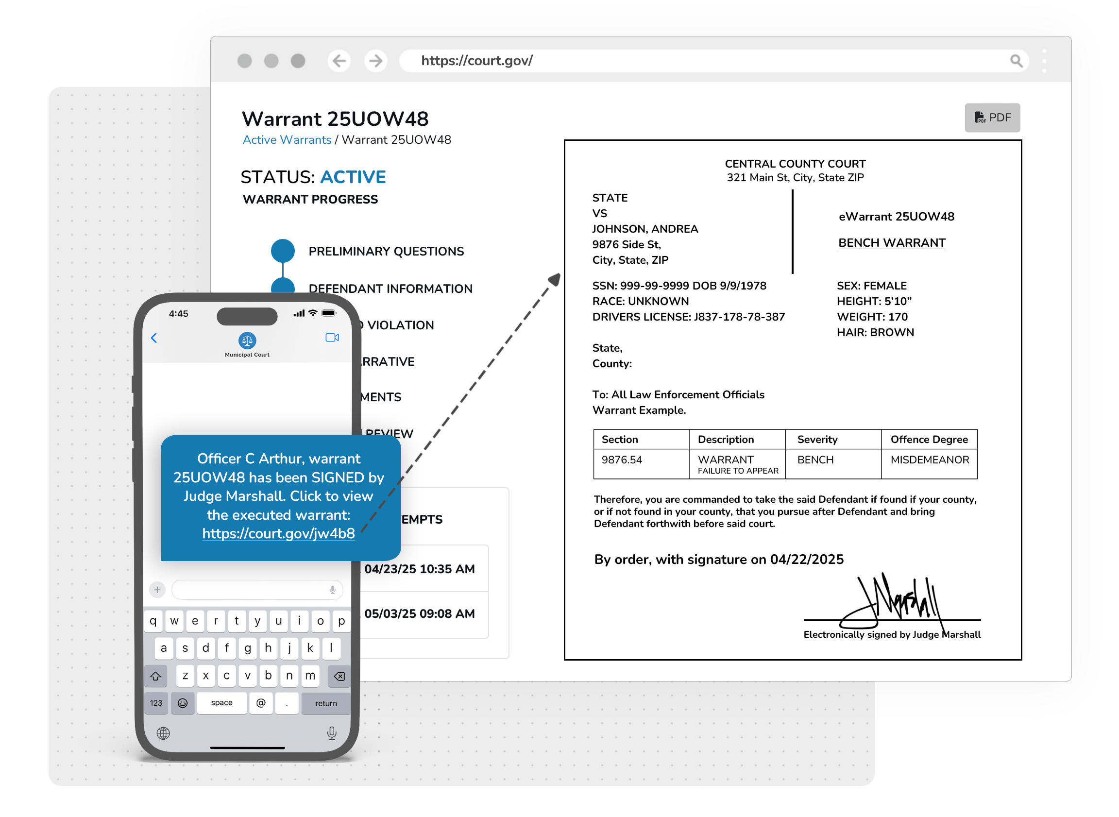 Electronic Search and Arrest Warrants Cloud Software(03)