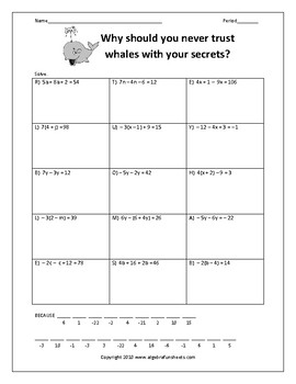 Algebra Funsheets Teaching Resources | Teachers Pay Teachers