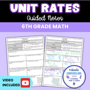 Unit Rates Guided Notes Lesson 6th Grade Math | TPT