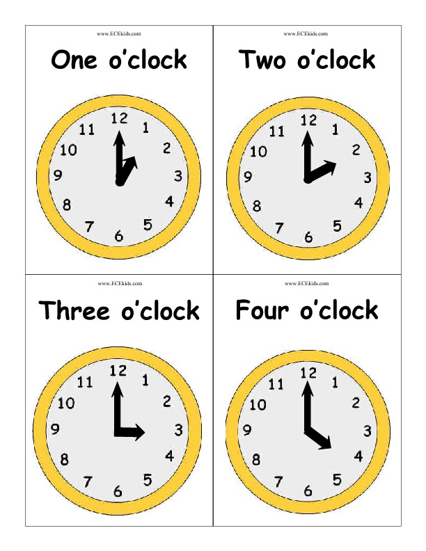 Time Flashcards ECEkids